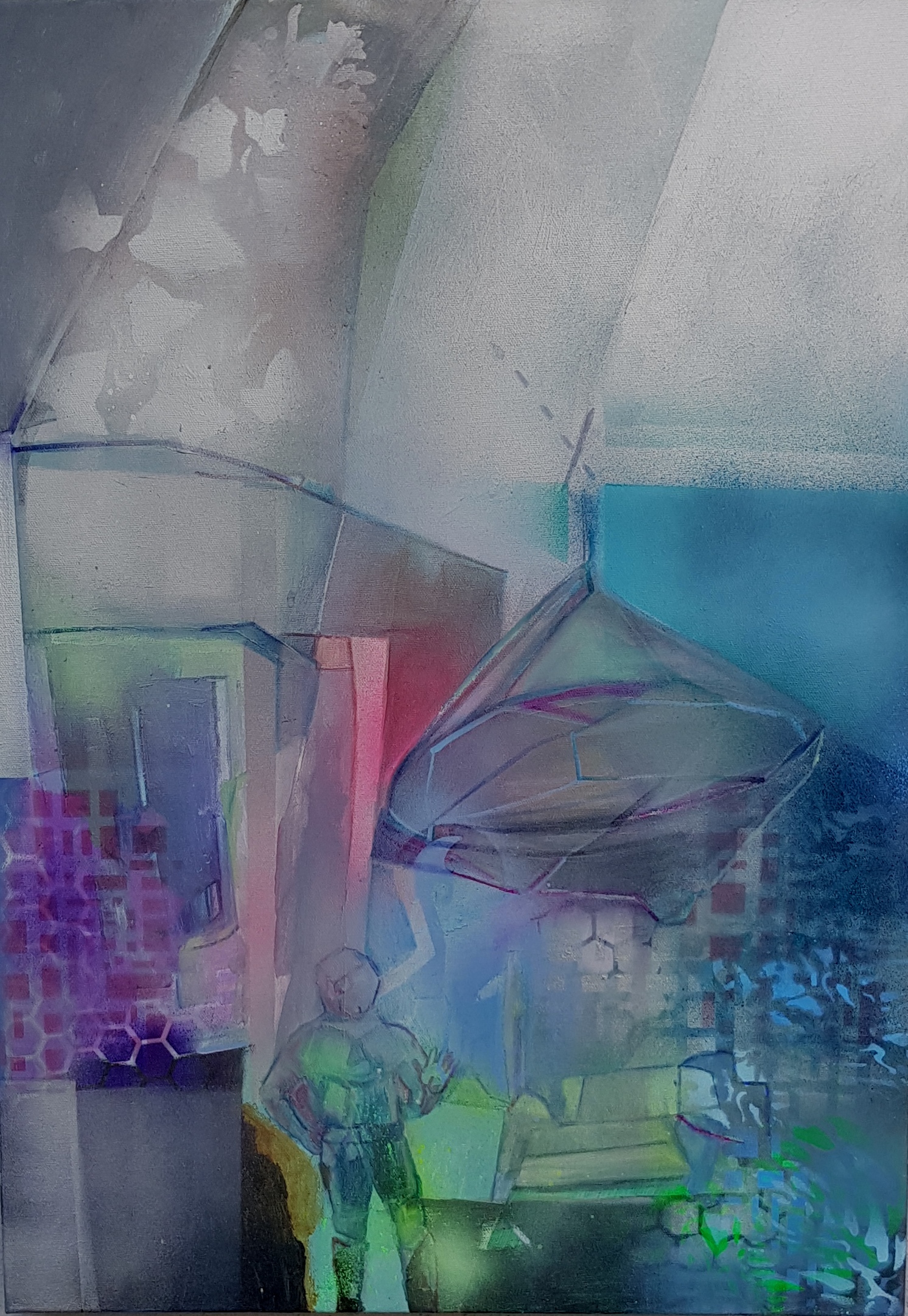 ENERGY AROUND,50cmx70cm acrylic and spray colours 